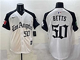 Men's Los Angeles Dodgers #50 Mookie Betts White Black Mexico 2025 LA Gothic Style With Fernando Patch Vapor Premier Limited Stitched Jersey,baseball caps,new era cap wholesale,wholesale hats
